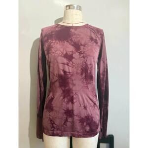 Zella Tie Dyed Nylon/Spandex Long Sleeve Yoga Shirt Women's L